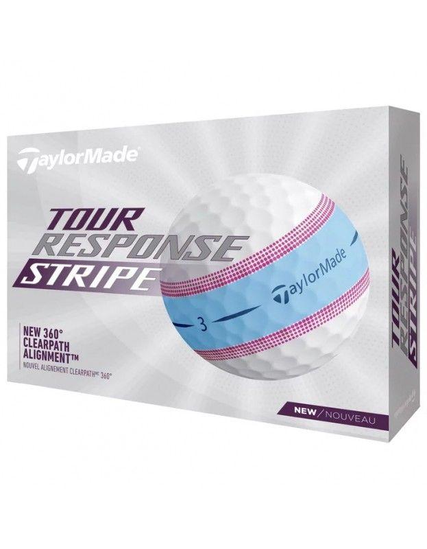 Balles TaylorMade Tour Response Stripe Bleu Rose TAYLORMADE - Boites de 12 Balles de Golf