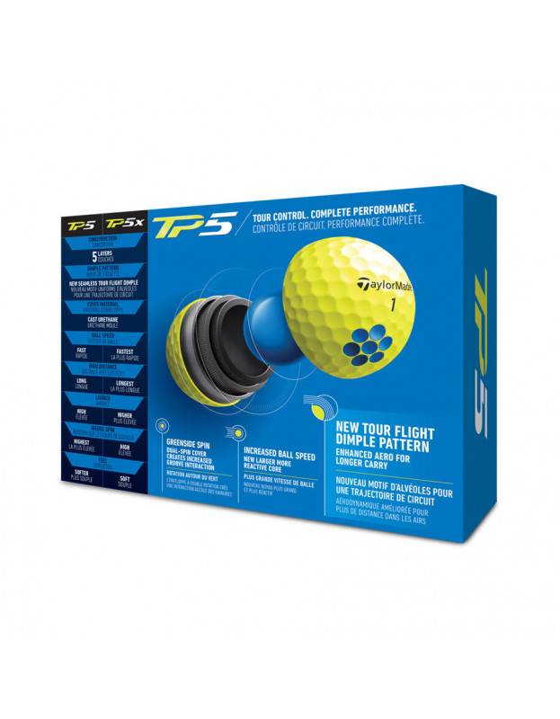 Boite de 12 Balles TaylorMade TP5 Yellow TAYLORMADE - Boites de 12 Balles de Golf