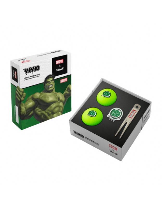 Coffret Volvik Vivid Hulk 2 Balles Relève-Pitch Marque-Balle VOLVIK - Boites de 12 Balles de Golf