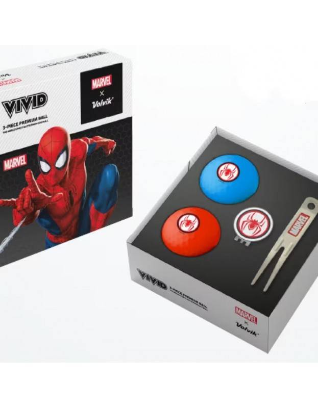 Coffret Volvik Vivid Spiderman 2 Balles Relève-Pitch Marque-Balle VOLVIK - Boites de 12 Balles de Golf