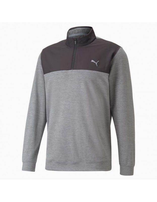 Pullover Puma Color Block Quart de Zip Noir / Gris PUMA - Pullover Golf Hommes