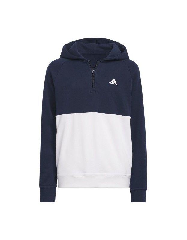 Pull Adidas Hoodie Blanc et Bleu Junior ADIDAS - Vêtements Golf Juniors